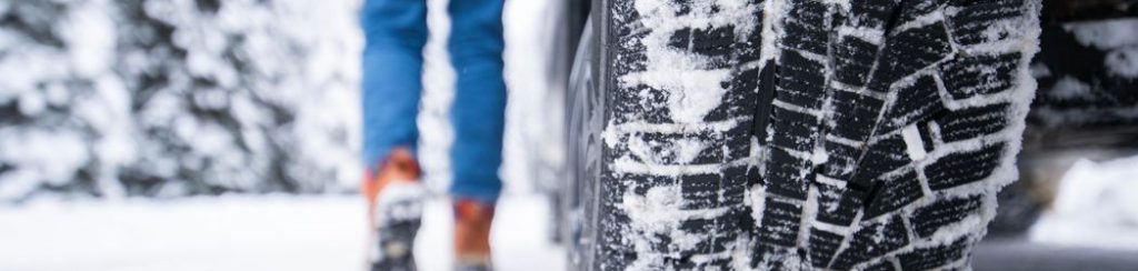 close up of winter EV tyres